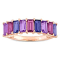 Miadora Rose Plated Sterling Silver Brazilian Amethyst Rhodolite Iolite Anniversary Wedding Band