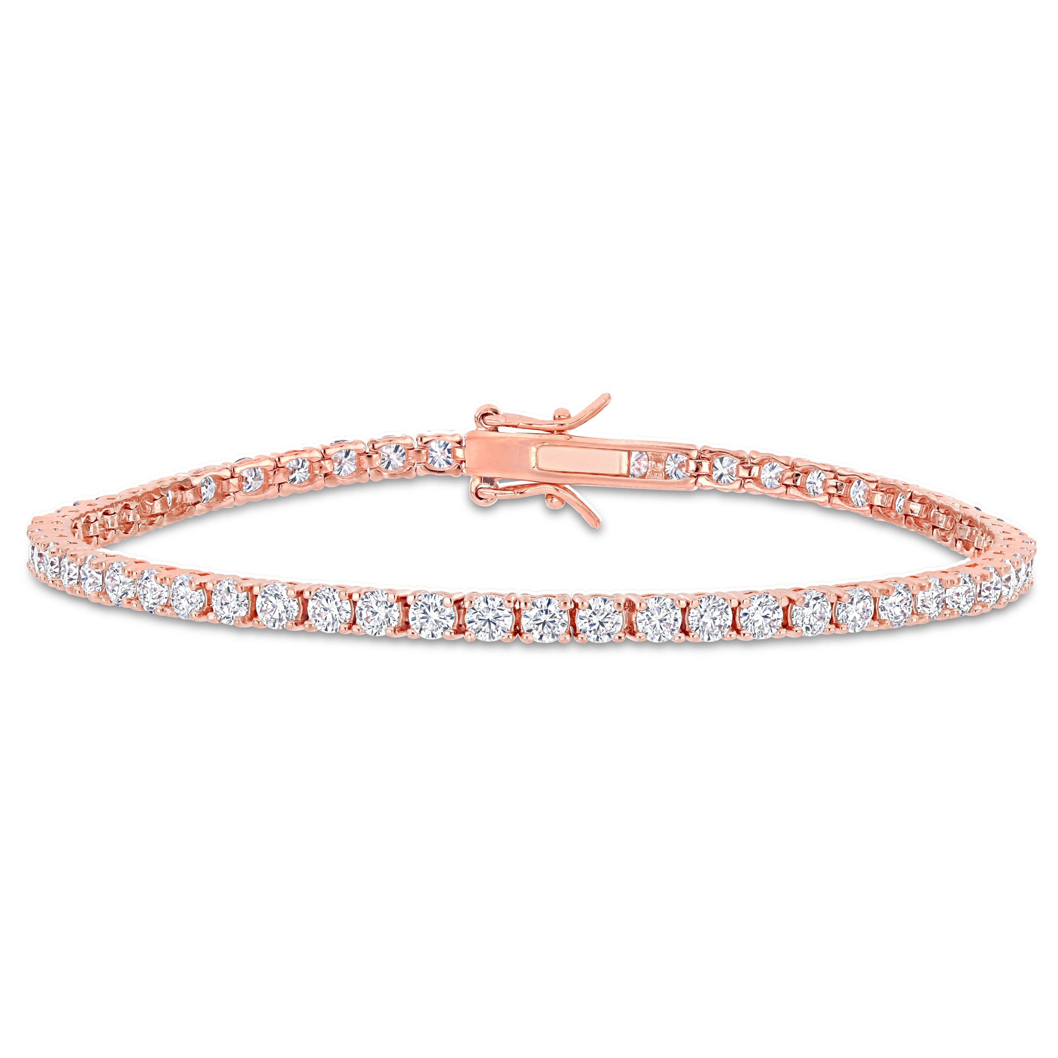 Miadora Rose Plated Sterling Silver Created Moissanite Tennis Bracelet