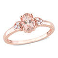 Miadora Rose Plated Sterling Silver Oval Cut Morganite And Diamond Accent Heart Ring