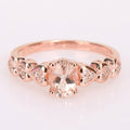 Miadora Rose Plated Sterling Silver Oval Cut Morganite And White Topaz Heart Ring