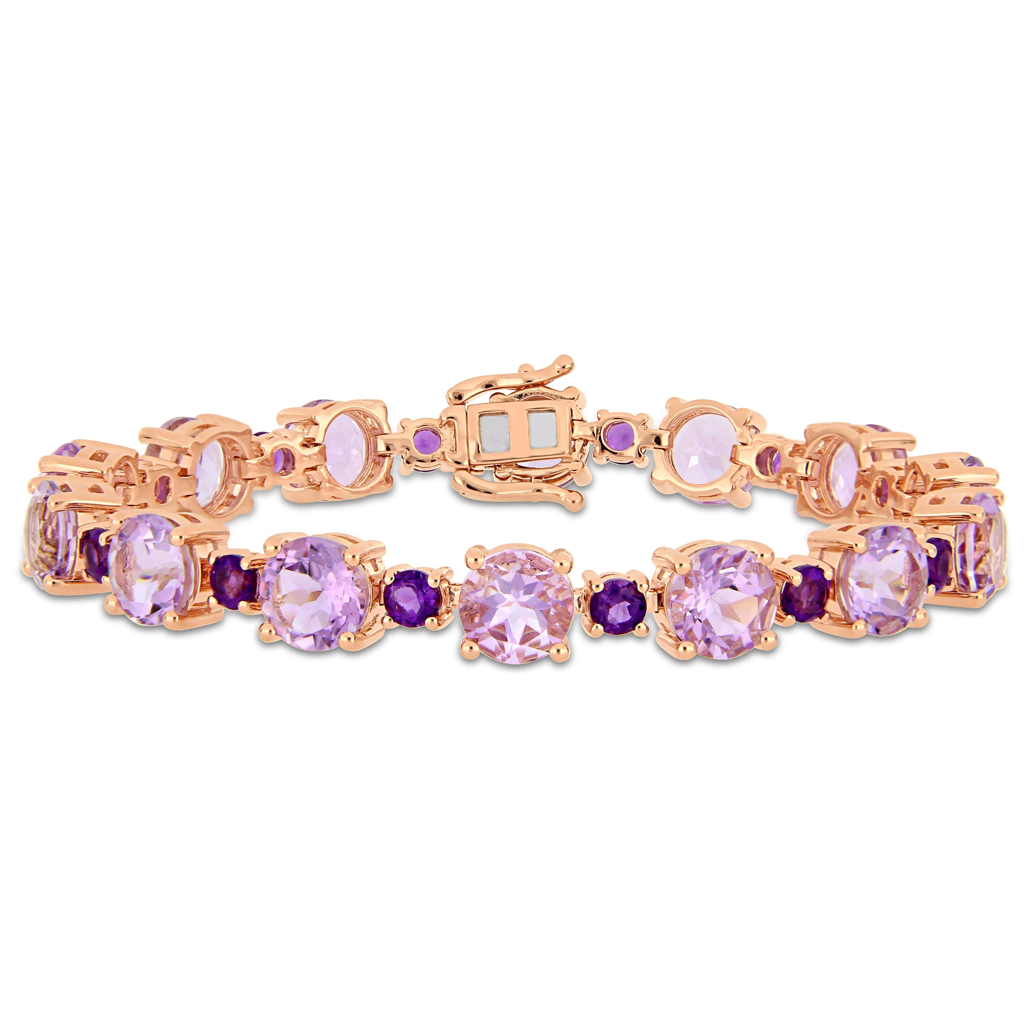 Miadora Rose Plated Sterling Silver Rose De France African Amethyst Bracelet