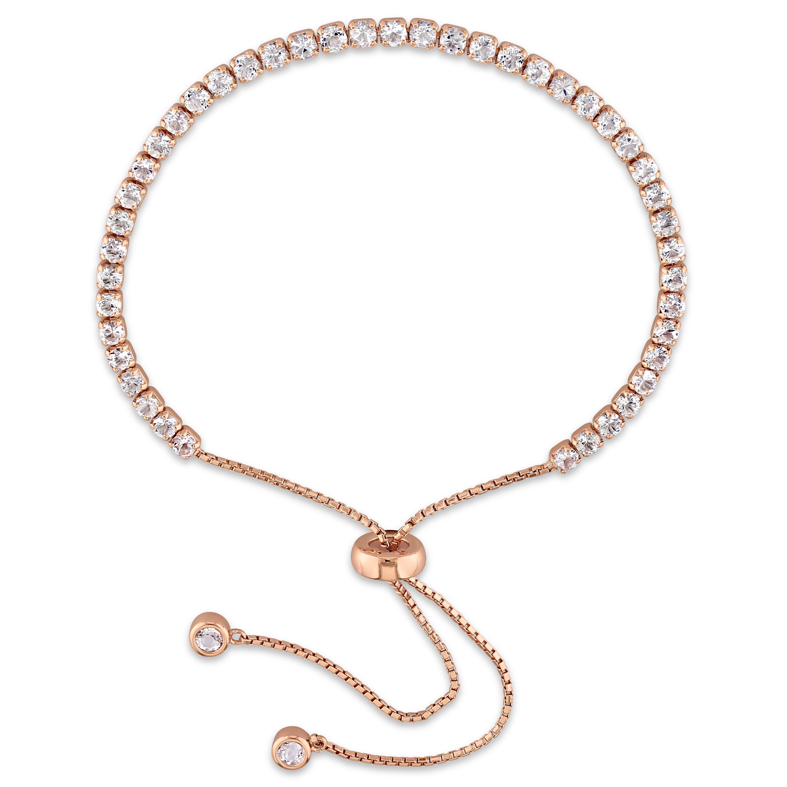 Miadora Rose Plated Sterling Silver Topaz Adjustable Slider Bracelet White