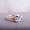 Miadora Rose Plated Silver 1Ct Tgw Aquamarine And Diamond Accent Ring