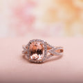 Miadora Signature Collection 10K Rose Gold Cushion Cut Morganite And 1 6Ct Tdw Diamond Crossover Engagement Ring G H I1 I2