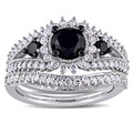 Miadora Signature Collection 10K White Gold Black Rhodium 2Ct Tdw Black And White Diamond Split Shan