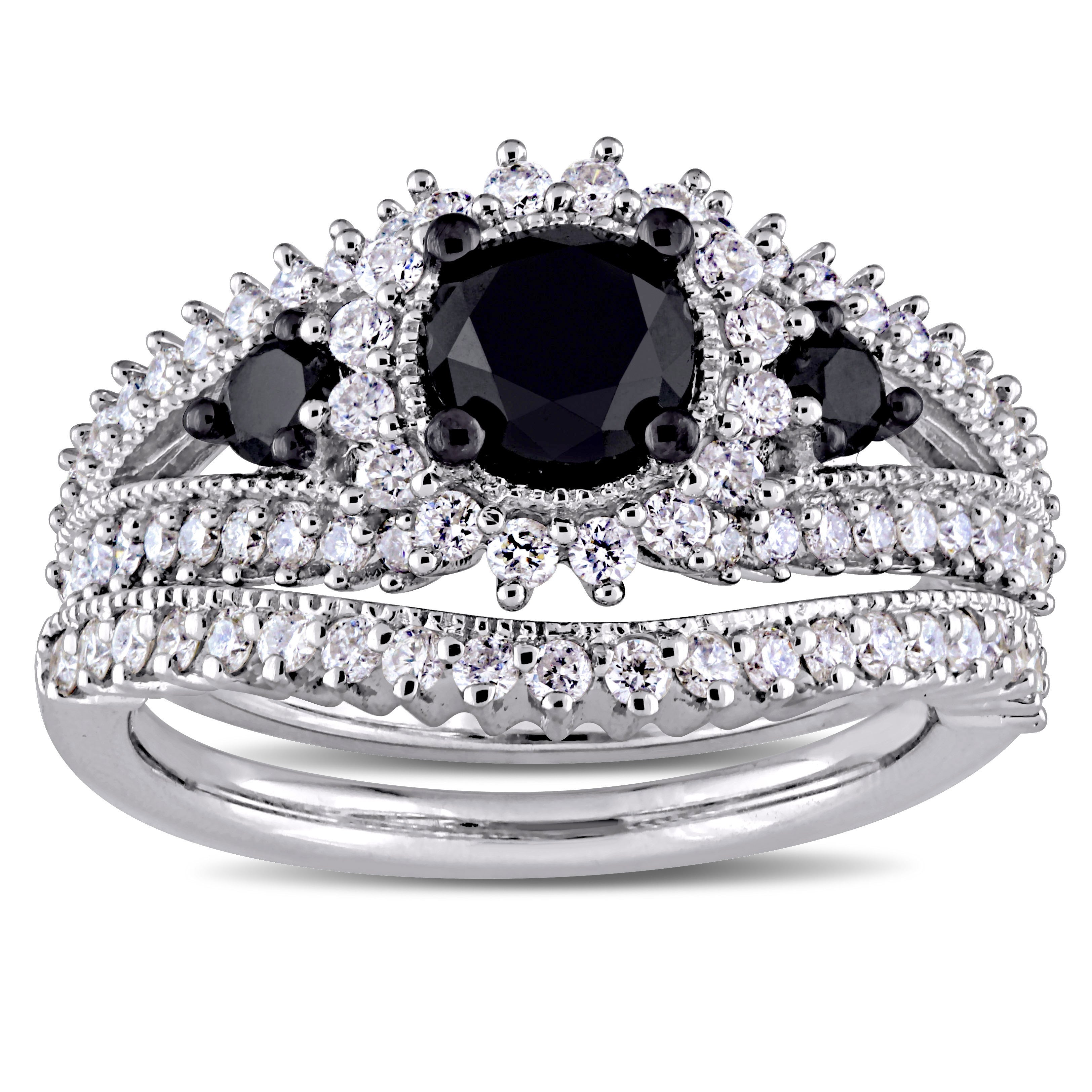 Miadora Signature Collection 10K White Gold Black Rhodium 2Ct Tdw Black And White Diamond Split Shan
