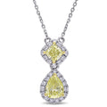 Miadora Signature Collection 14K 2 Tone White And Yellow Gold 2Ct Tdw Pear And Cushion Cut Yellow Diamond Necklace G H Si1 Si2