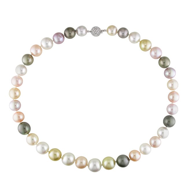 Miadora Signature Collection 14K Gold Multicolored Pearl 4 5Ct Tdw Diamond Necklace 10.5 13.7 Mm I1 10.5 13.7 Mm I1