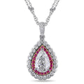 Miadora Signature Collection 14K Gold Pink Sapphire 2Ct Tdw Diamond Teardrop Necklace