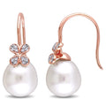 Miadora Signature Collection 14K Rose Gold Diamond South Sea Pearl And 1 8Ct Tdw Clover Earrings G H Si1 Si2 11.5 12Mm