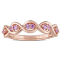 Miadora Signature Collection 14K Rose Gold Pink Sapphire Semi Eternity Infinity Anniversary Band