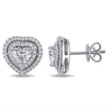 Miadora Signature Collection 14K White Gold 1 1 2Ct Tdw Center Heart Diamond And Double Halo Stud Earrings G H Si1 Si2