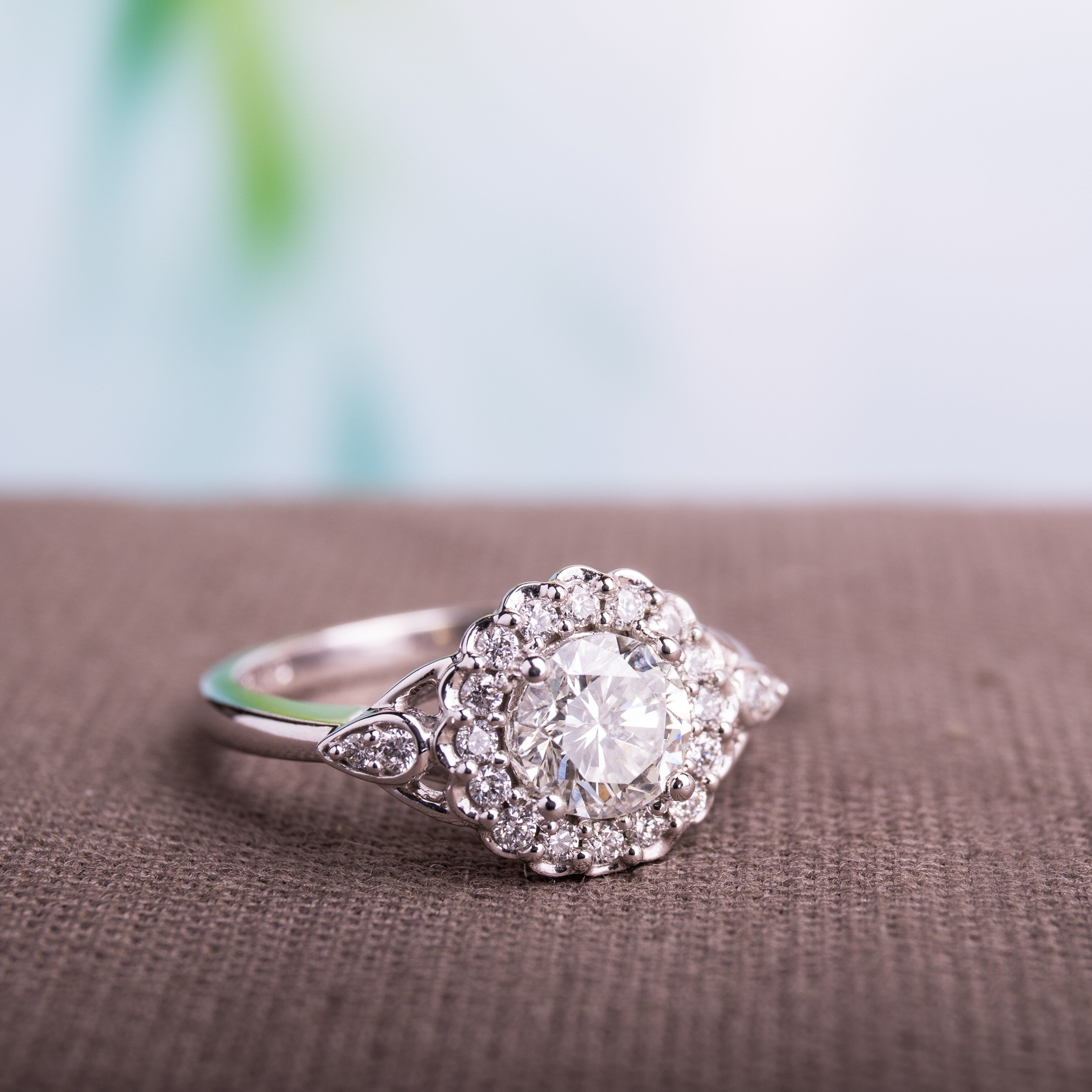 Miadora Signature Collection 14K White Gold 1 1 4Ct Tdw Diamond Halo Engagement Ring