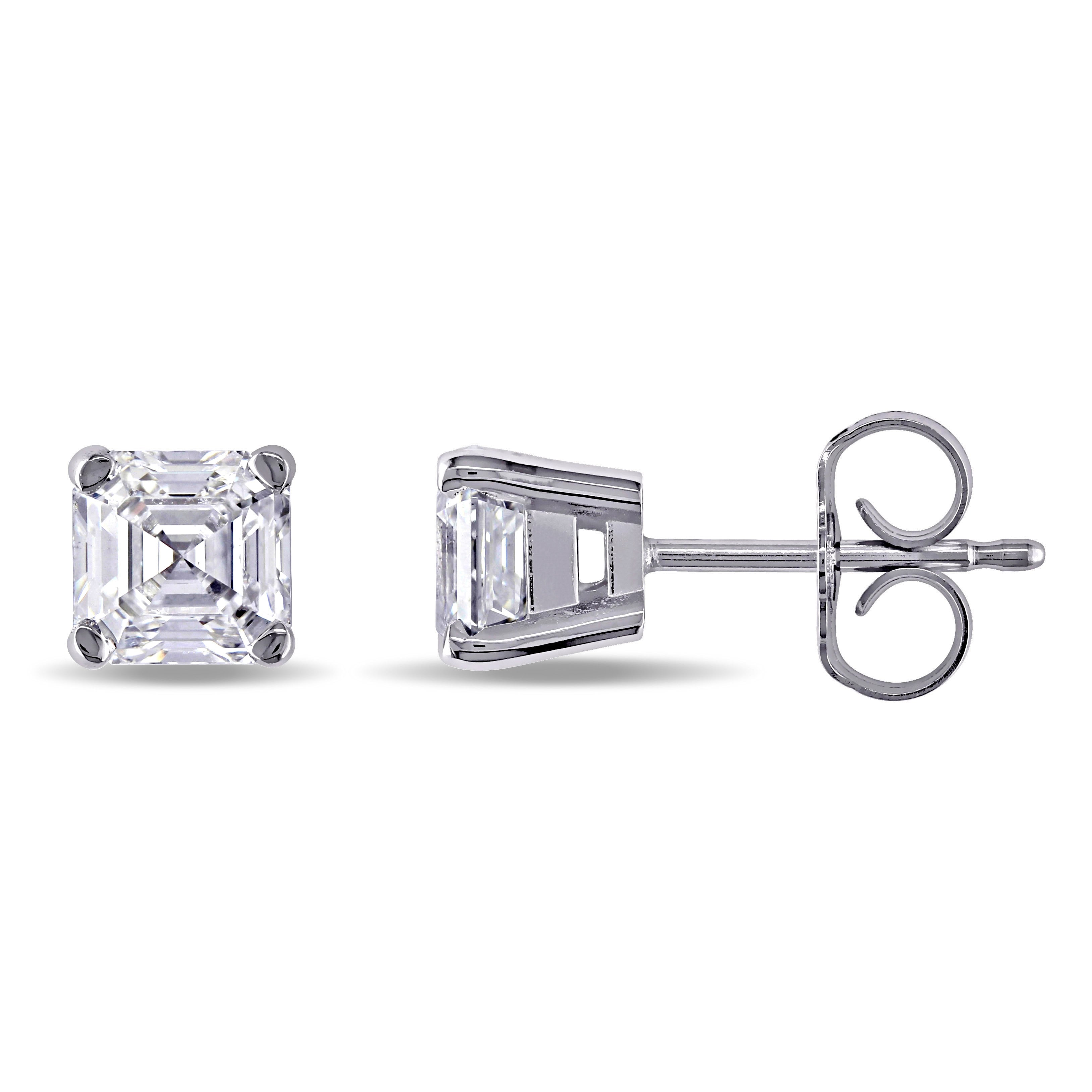Miadora Signature Collection 14K White Gold 1 2 5Ct Tdw Asscher Cut Diamond Stud Earrings