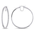 Miadora Signature Collection 14K White Gold 1 4 5Ct Tdw Diamond Hoop Earrings