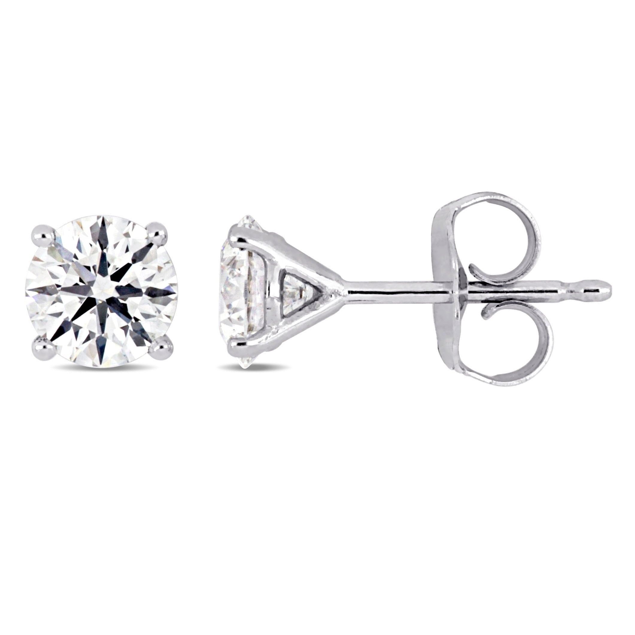 Miadora Signature Collection 14K White Gold 1Ct Tdw Diamond Solitaire Martini Style Stud Earrings