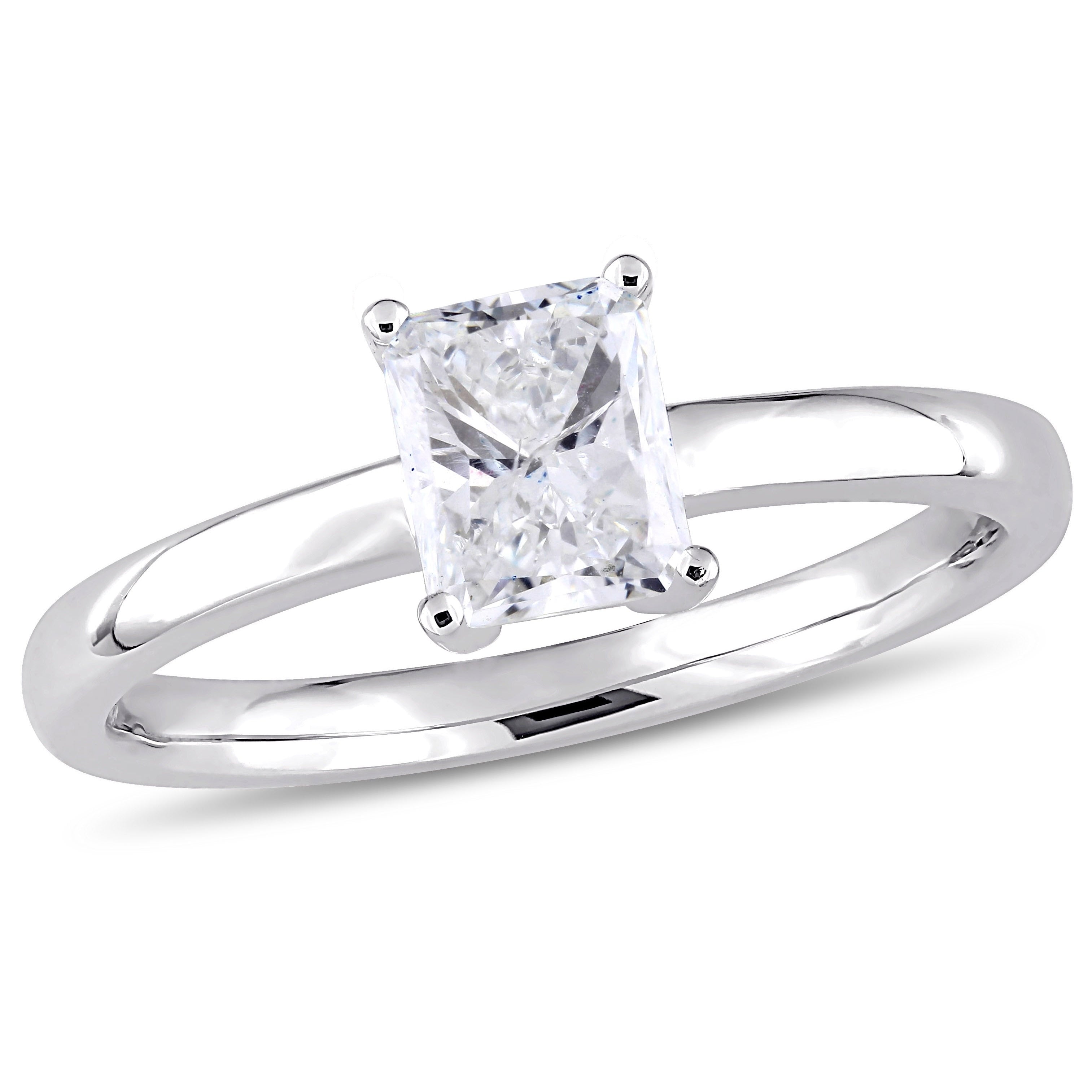 Miadora Signature Collection 14K White Gold 1Ct Tdw Radiant Cut Diamond Solitaire Engagement Ring
