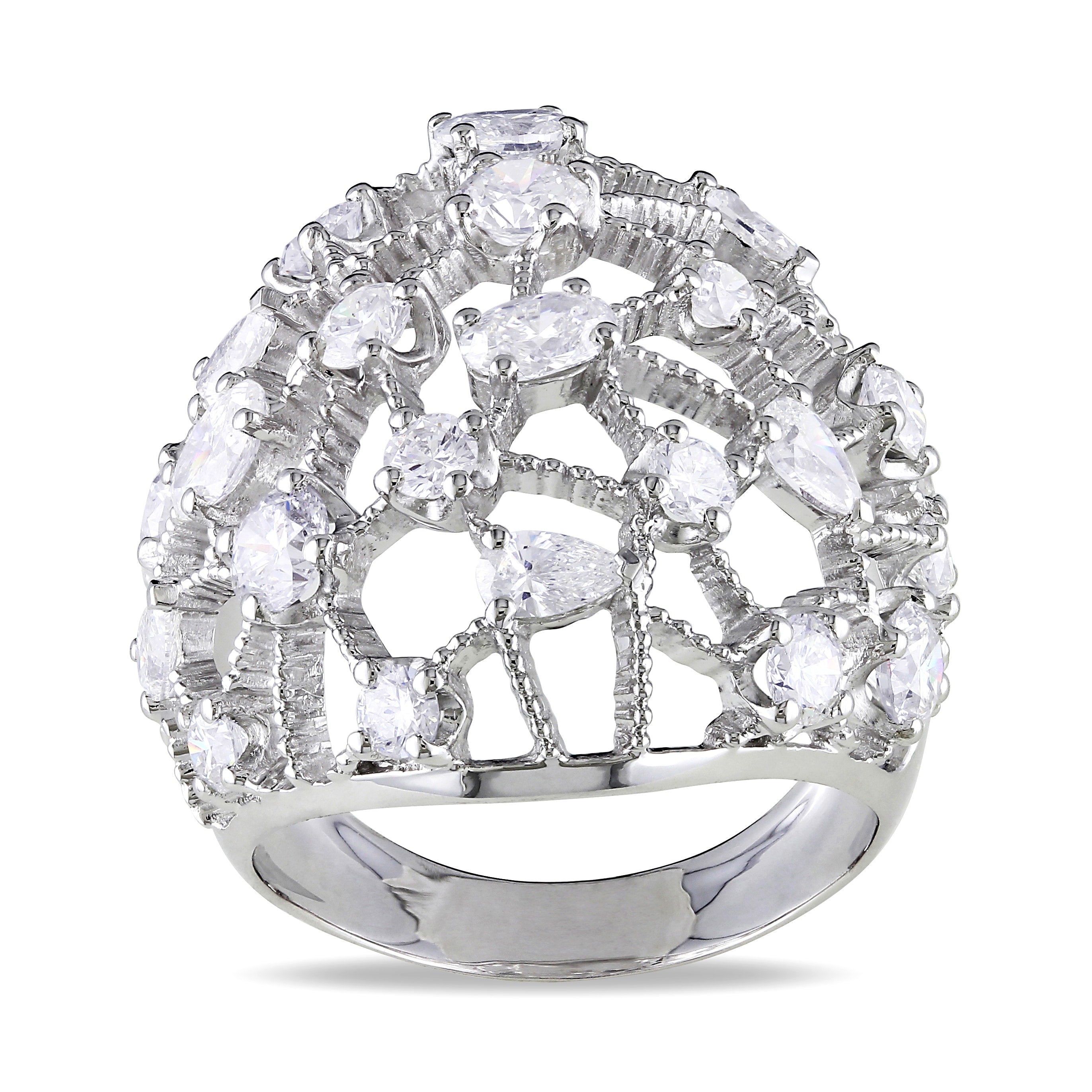 Miadora Signature Collection 14K White Gold 2 3 4Ct Tdw Diamond Cocktail Ring