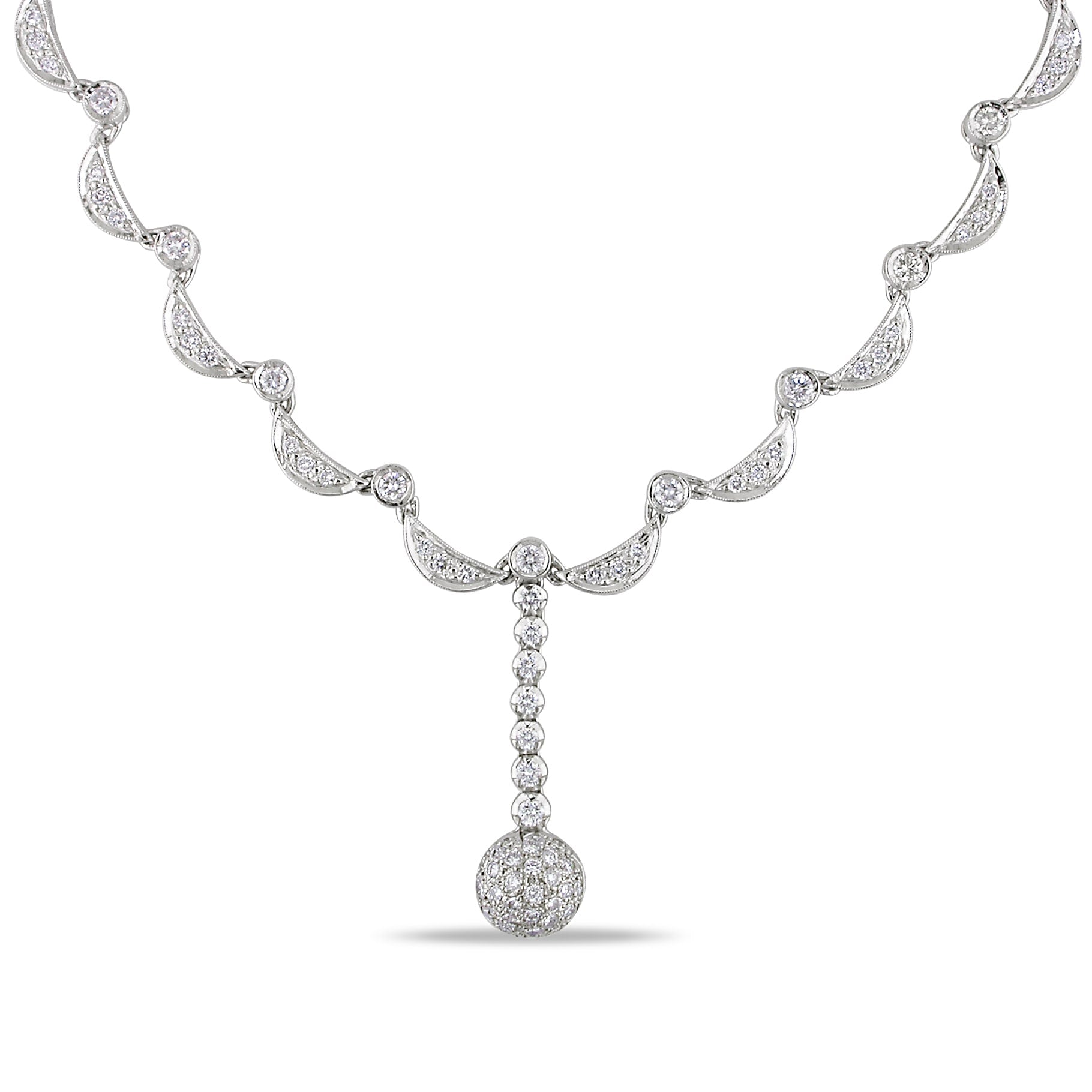 Miadora Signature Collection 14K White Gold 2 3 4Ct Tdw Diamond Necklace