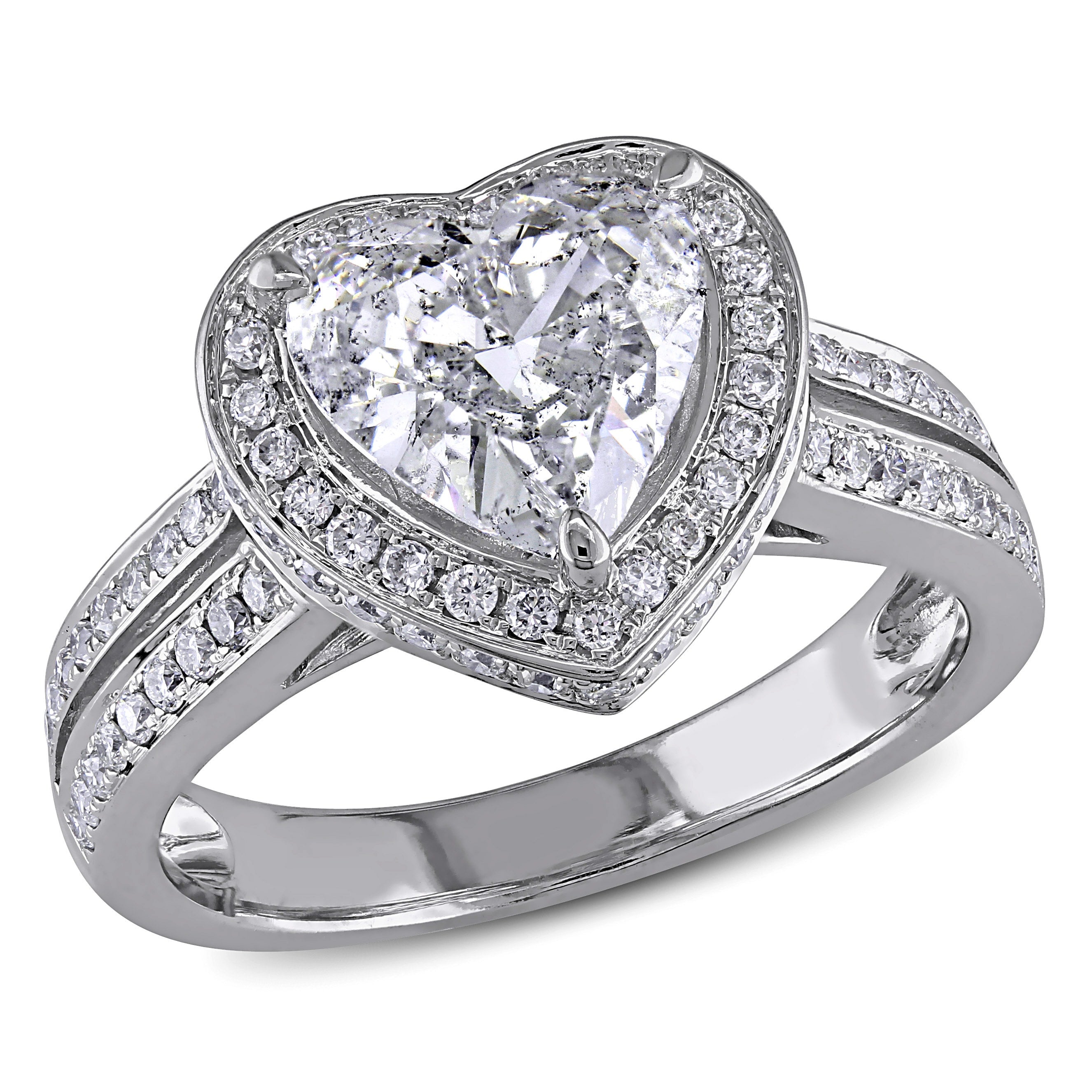 Miadora Signature Collection 14K White Gold 2Ct Tdw Diamond Heart Ring