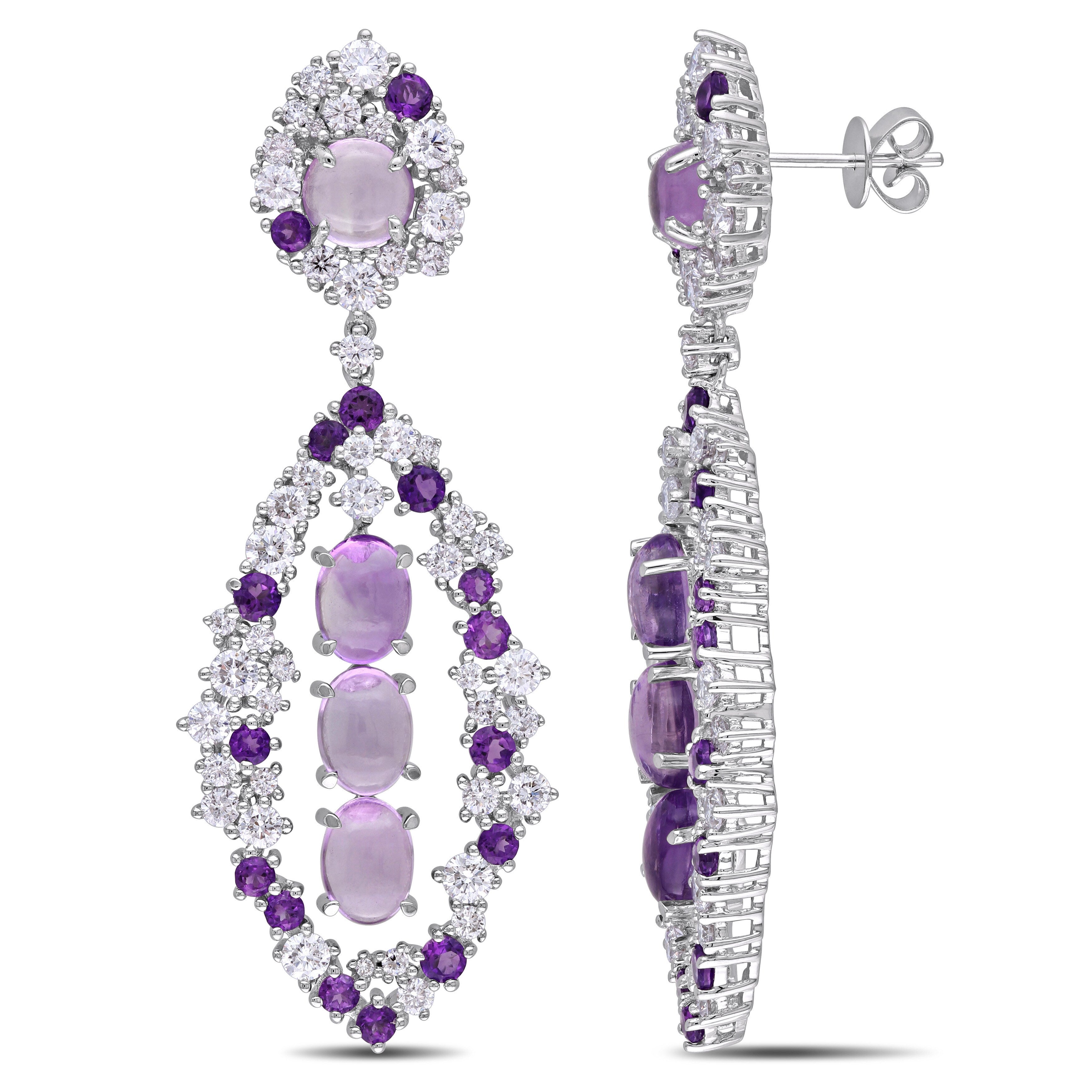 Miadora Signature Collection 14K White Gold 3 1 2Ct Tdw Diamond And Amethyst Earrings G H Si1 Si2