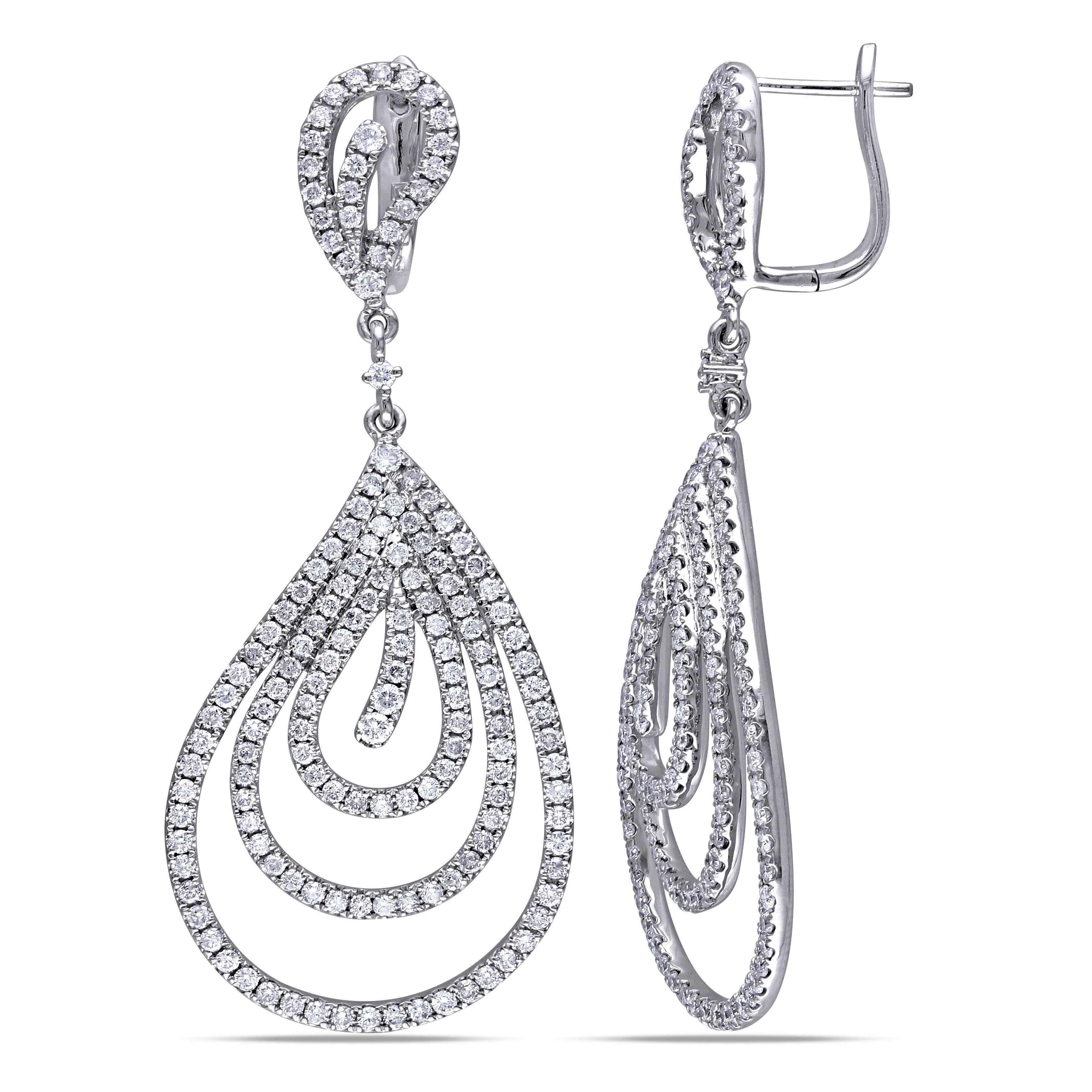 Miadora Signature Collection 14K White Gold 3Ct Tdw Diamond Teardrop Earrings