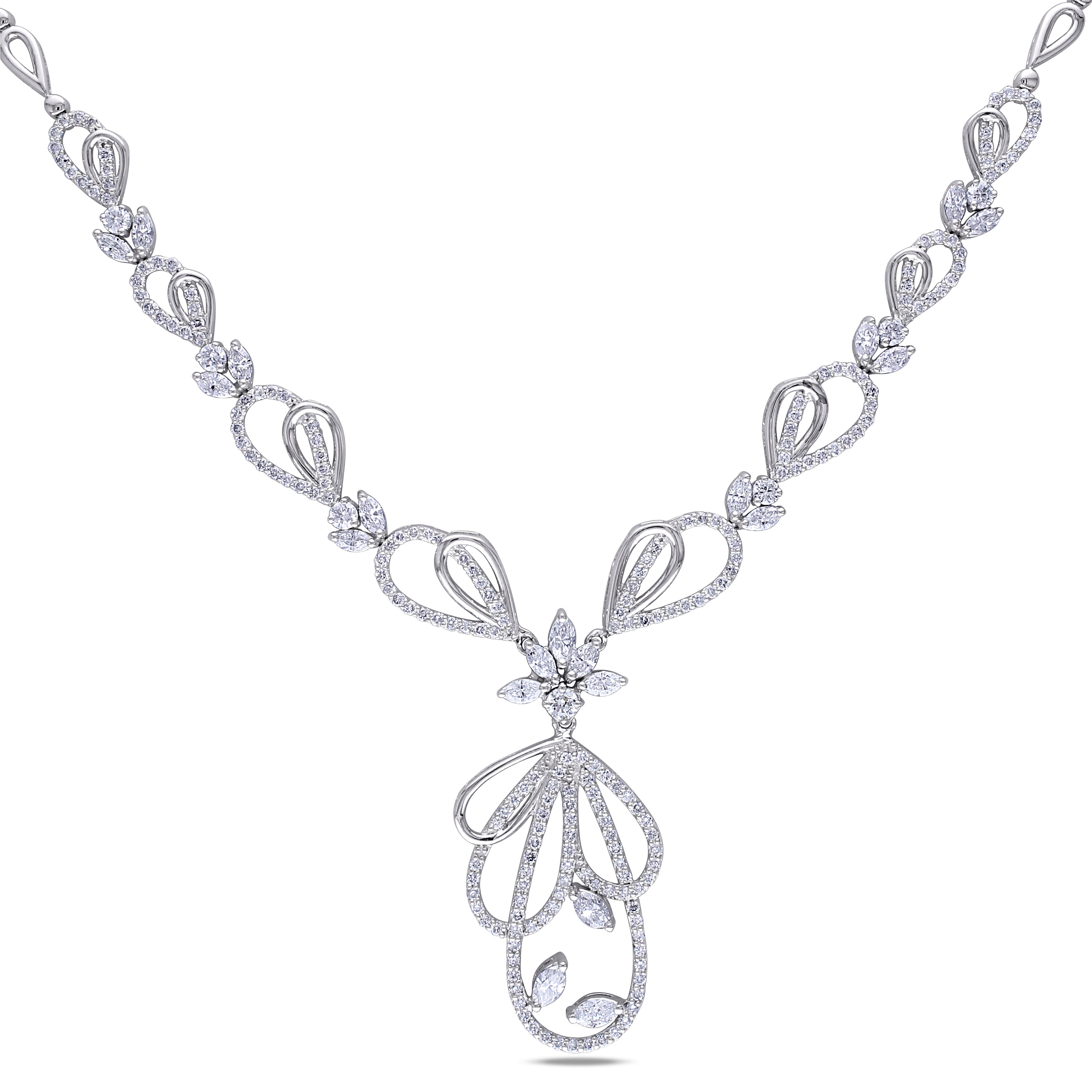 Miadora Signature Collection 14K White Gold 4 4 5Ct Tdw Diamond Necklace
