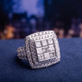 Miadora Signature Collection 14K White Gold 5Ct Tdw Diamond Cluster Double Halo Engagement Ring