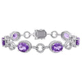 Miadora Signature Collection 14K White Gold Amethyst And 1 1 2Ct Tdw Diamond Beaded Tennis Bracelet G H Si1 Si2