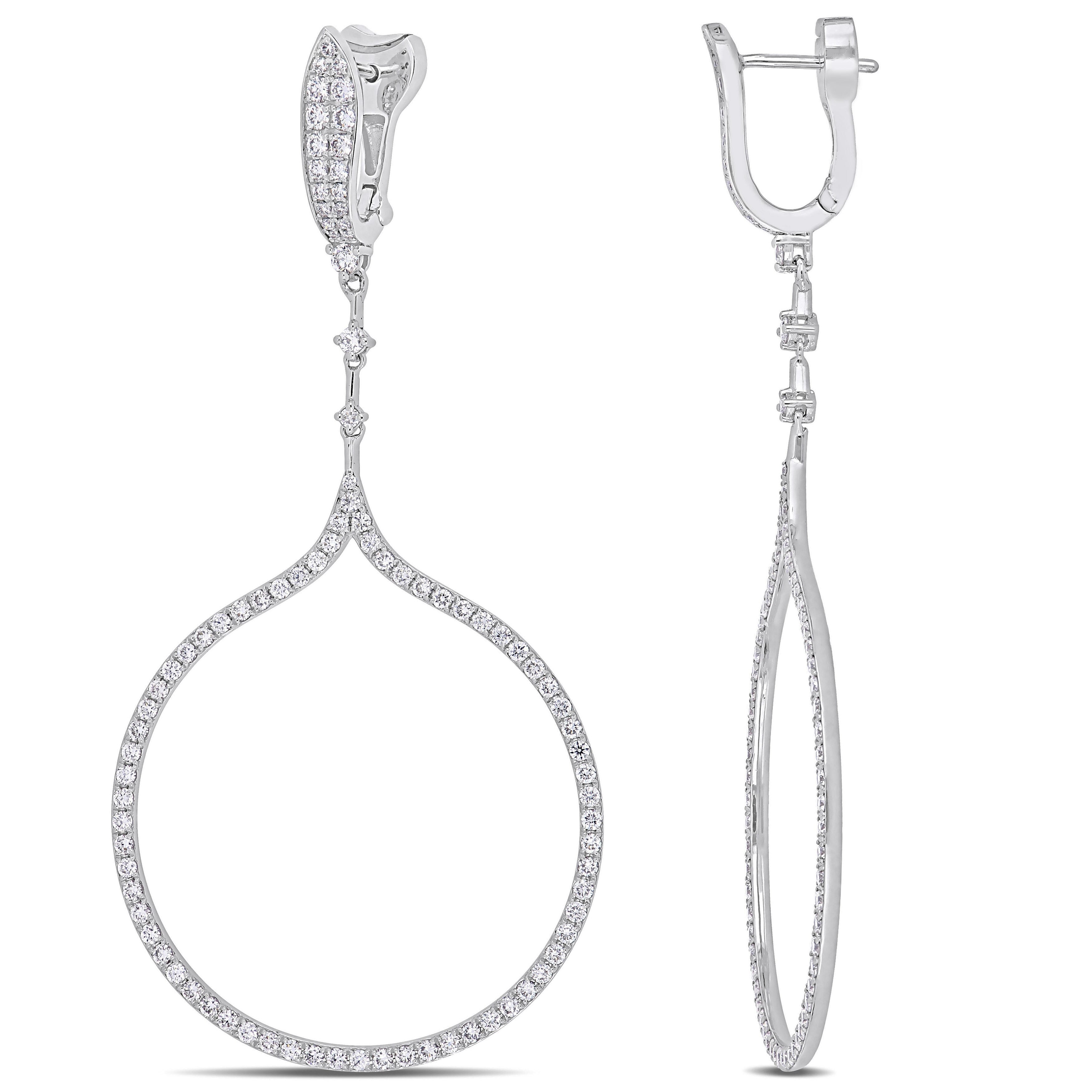 Miadora Signature Collection 14K White Gold Open Loop Dangle Earrings
