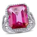 Miadora 14 1 2Ct Tgw Pink Topaz And 1 2Ct Tdw Diamond Ring 14K White Gold