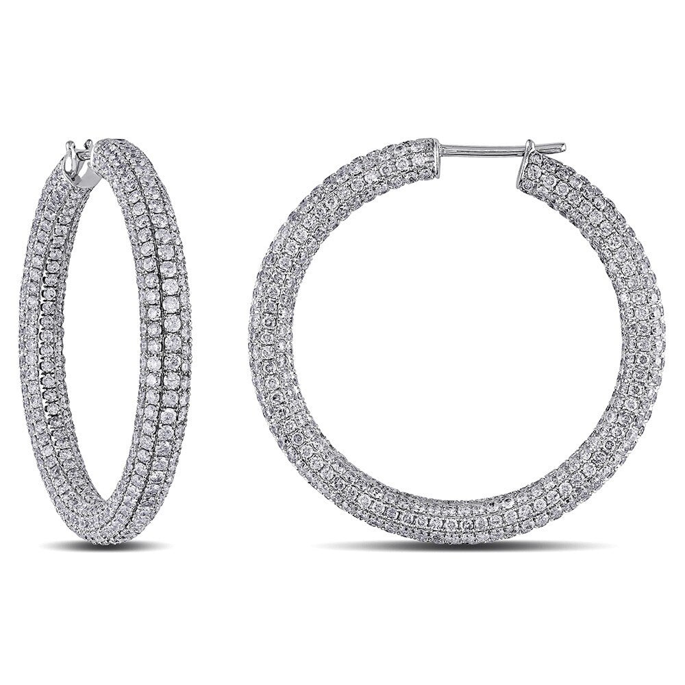 Miadora Signature Collection 18K Gold 8 2 5Ct Tdw Pave Diamond Hoop Earrings
