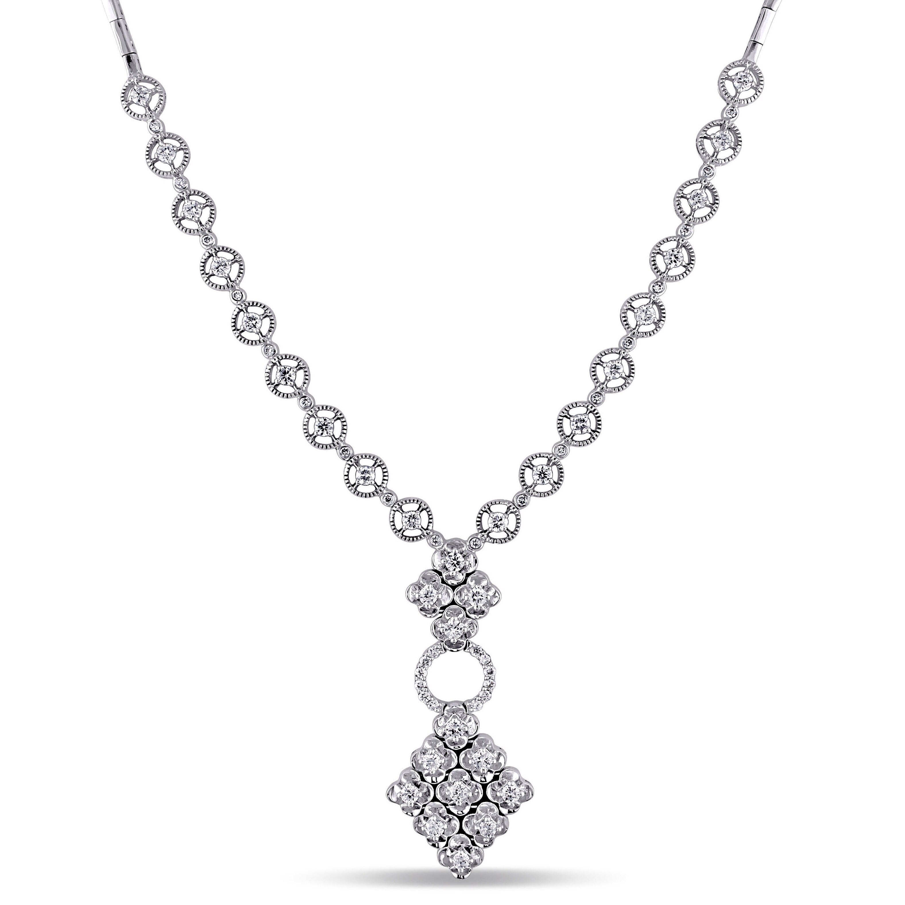 Miadora Signature Collection 18K White Gold 2Ct Tdw White Diamond Necklace