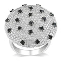 Miadora Signature Collection 18K White Gold 4Ct Tdw Black And White Diamond Cocktail Ring