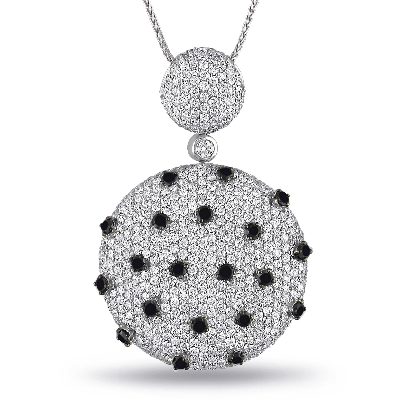 Miadora Signature Collection 18K White Gold 7 1 10Ct Tdw Black And White Diamond Necklace
