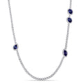 Miadora Signature Collection 18K White Gold 8 1 10Ct Tdw Diamond And Sapphire Station Strand Necklace G H Si1 Si2 Blue