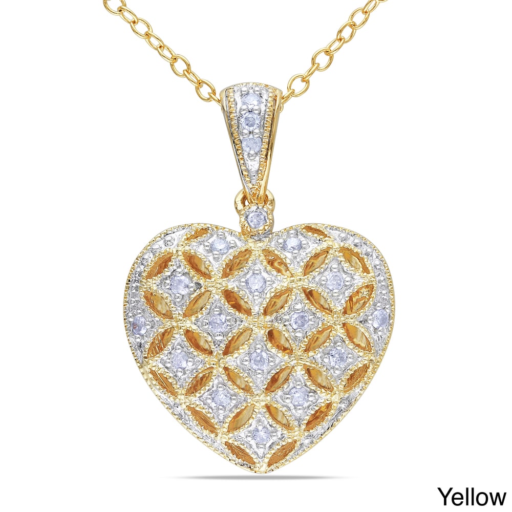 Miadora Silver 1 6Ct Tdw Diamond Heart Locket Necklace