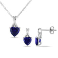 Miadora Silver 2 Piece Set Of Created Sapphire And Diamond Necklace And Earrings
