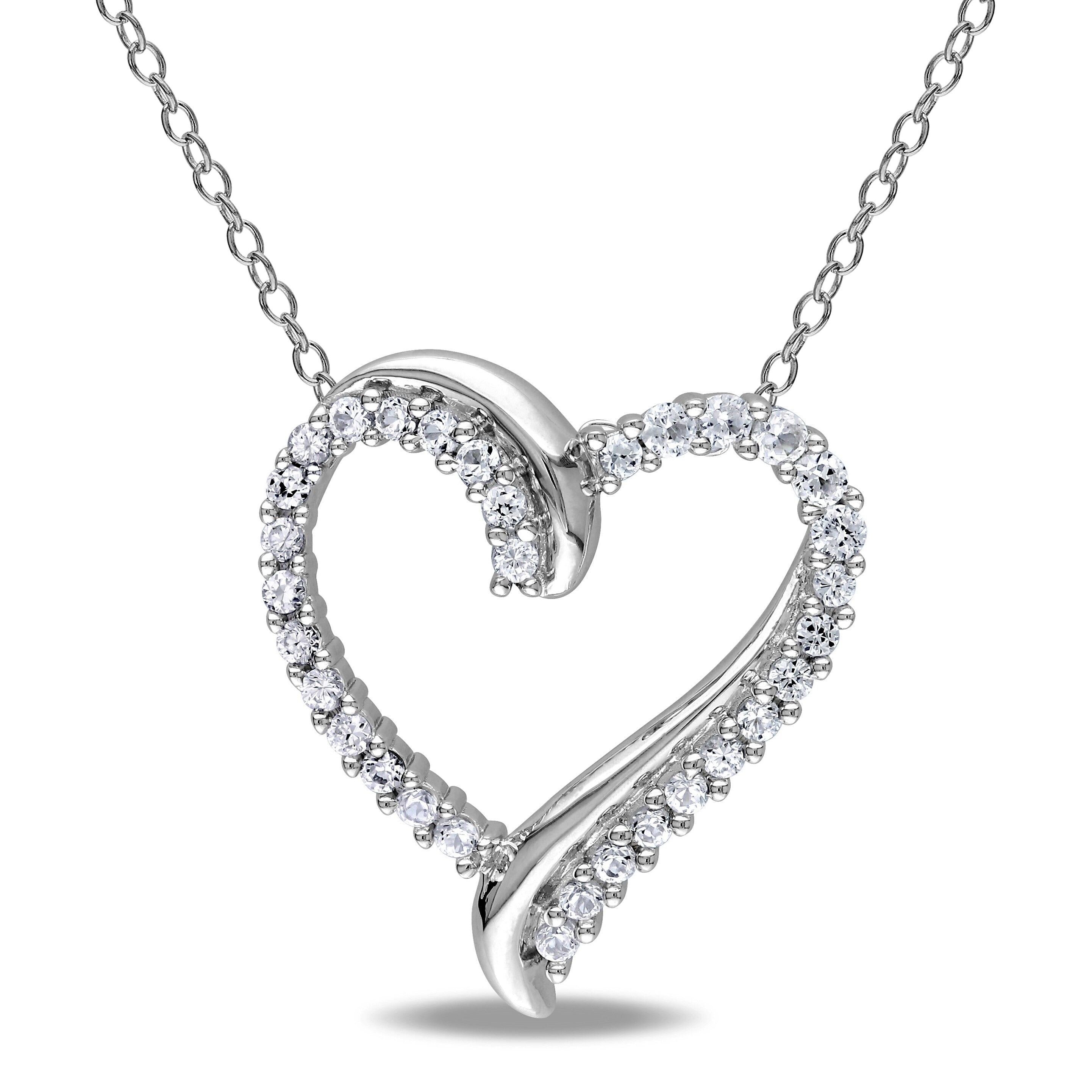 Miadora Silver 3 4Ct Tgw Created White Sapphire Heart Pendant
