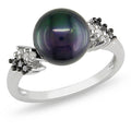 Miadora Silver Black Pearl And 1 8Ct Tdw Diamond Ring H I I3 9 9.5 Mm