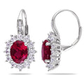 Miadora Silver Created Ruby And Created White Sapphire With Diamond Earrings