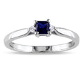 Miadora Silver Created Sapphire And Diamond Accent 3 Stone Promise Ring