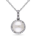 Miadora Silver Cultured Pearl And 1 10Ct Tdw Diamond Necklace H I I2 I3