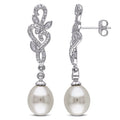 Miadora Silver Freshwater Pearl And 1 10Ct Tdw Diamond Earrings G H I2 I3 White