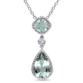 Miadora Silver Green Amethyst And Created White Sapphire Necklace