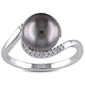 Miadora Silver Tahitian Pearl And 1 10Ct Tdw Diamond Ring H I I2 I3