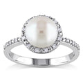 Miadora Silver White Pearl And 1 10Ct Tdw Diamond Halo Ring 8 8.5 Mm H I I2 I3