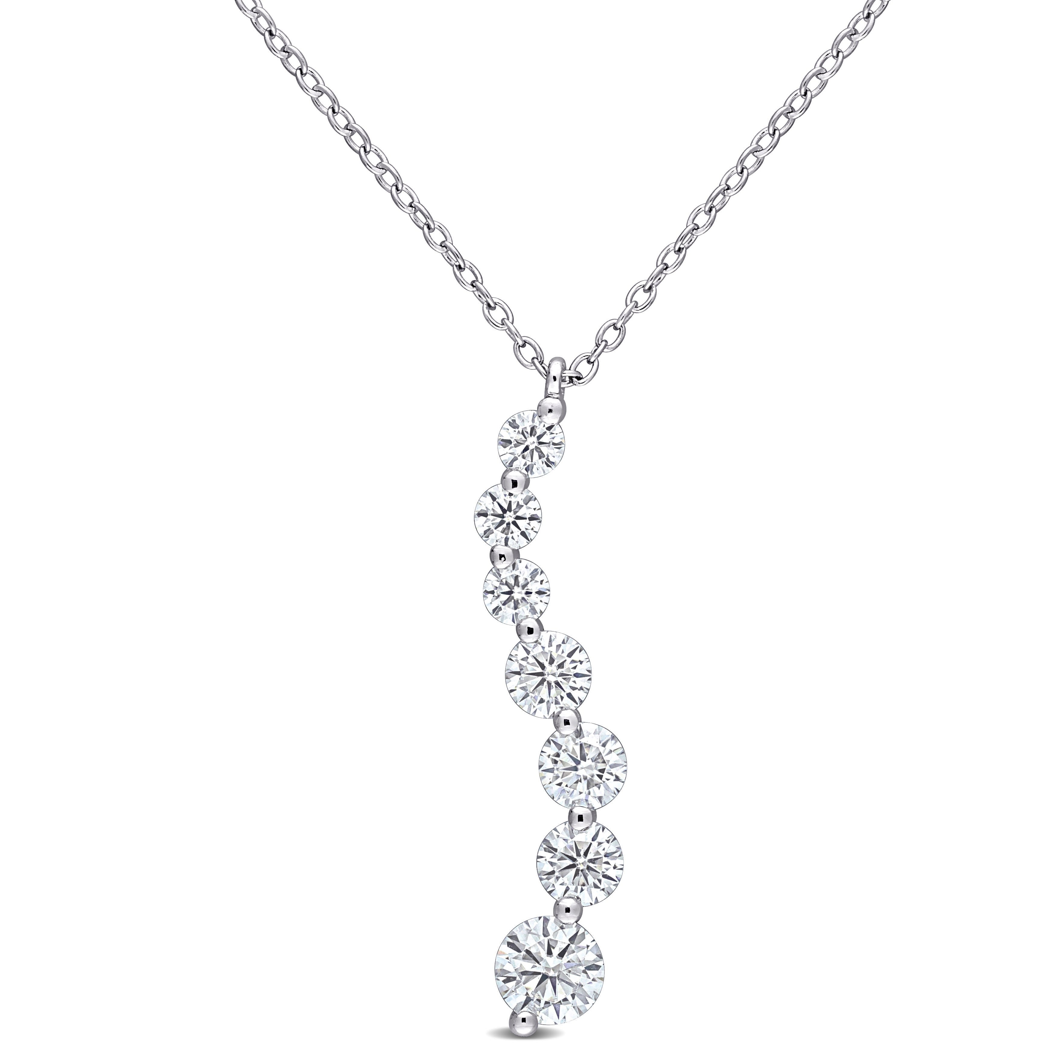 Miadora Sterling Silver 1 1 2Ct Tgw Created Moissanite Graduated Journey Necklace