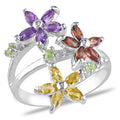 Miadora Sterling Silver 1 1 2Ct Tgw Multi Gemstone Flower Ring