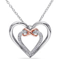 Miadora Sterling Silver 1 10Ct Tdw Diamond Double Heart Infinity Necklace
